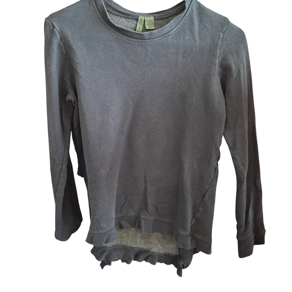 Left of Center Antrhopologie Sweatshirt‎ Size XS Navy Ruffle Hem Slit Nautical